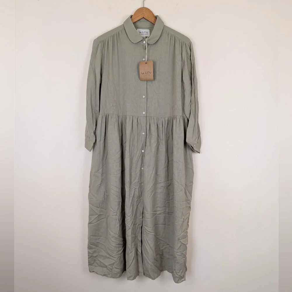 La Lou Long Sleeve Button Down Maxi Dress - Picture 1 of 7